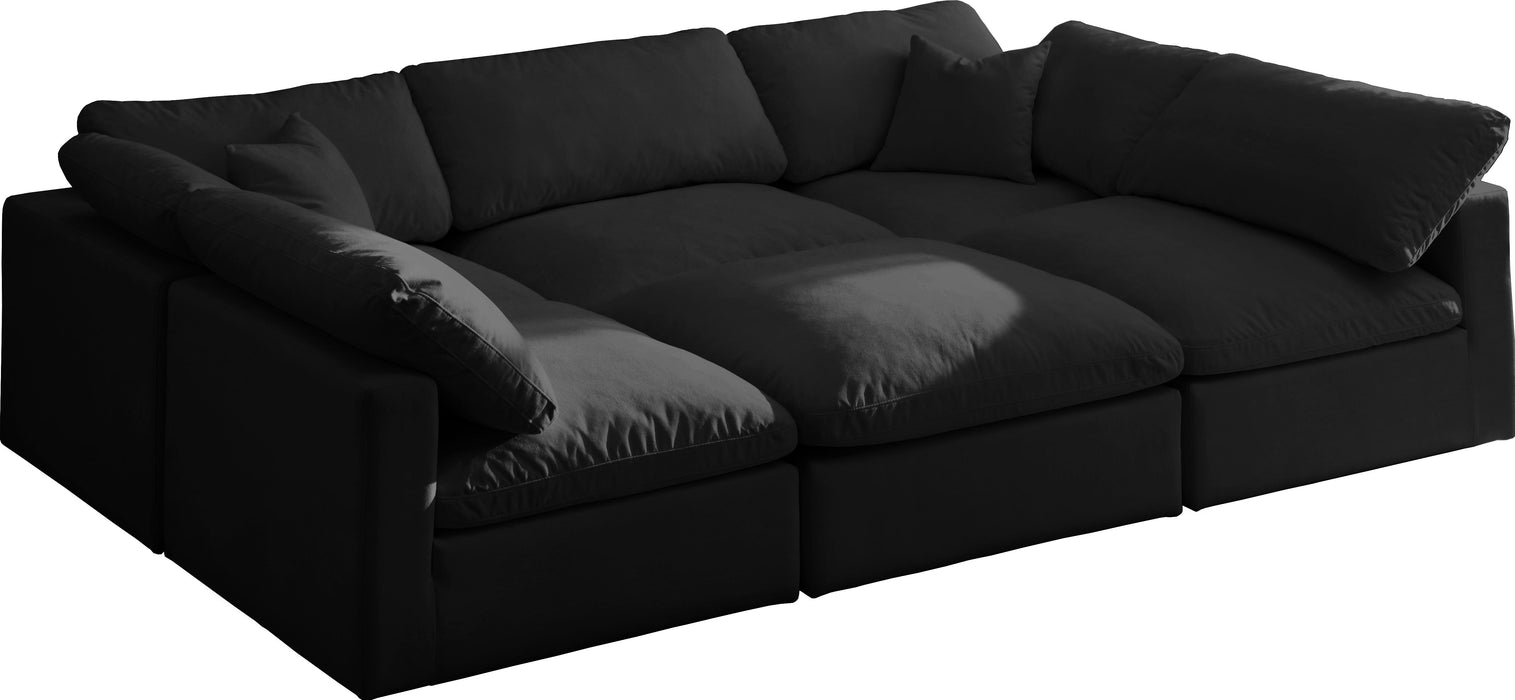 Plush Black Velvet Standard Cloud Modular Sectional