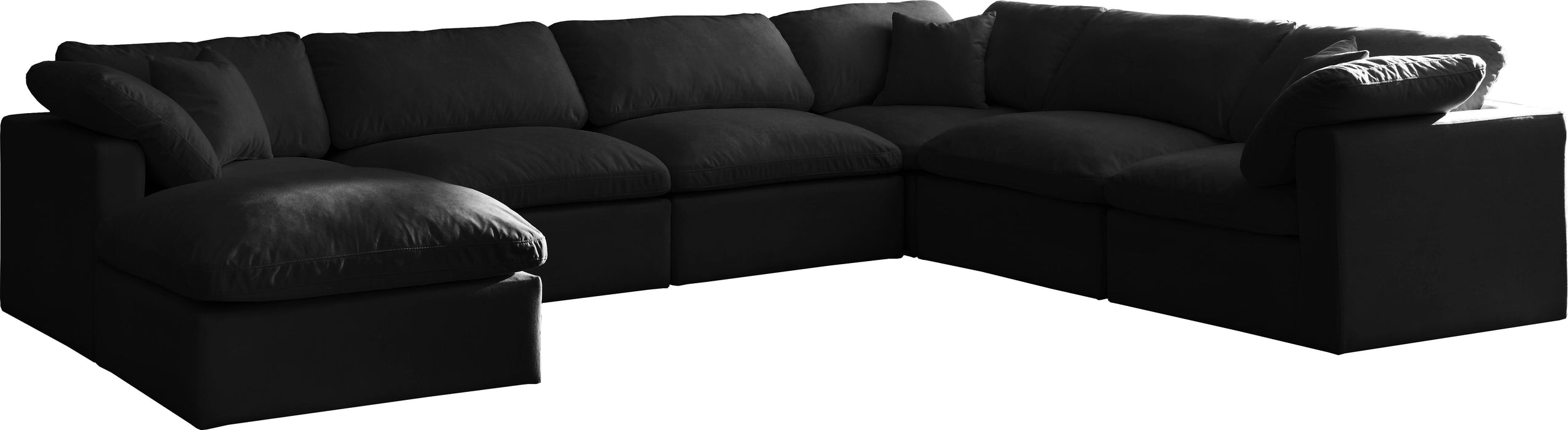 Plush Black Velvet Standard Cloud Modular Sectional