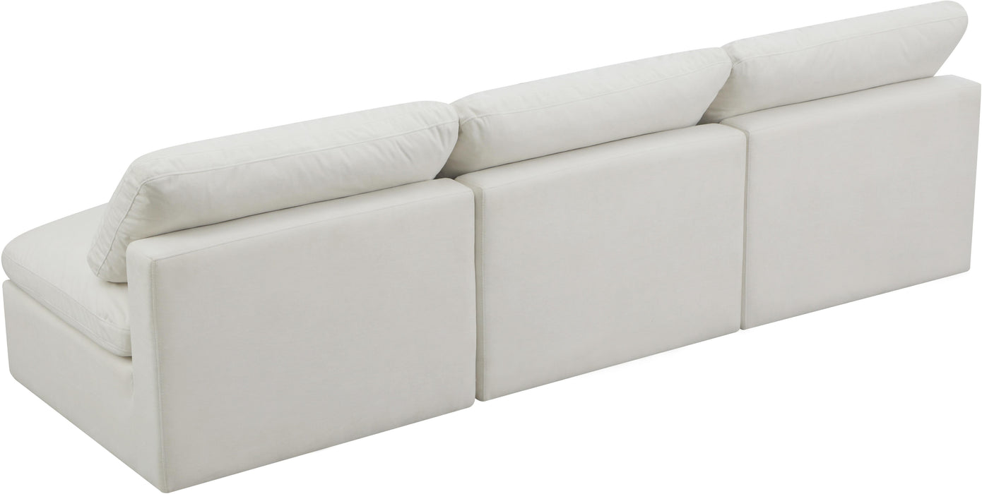 Plush Cream Velvet Standard Cloud Modular Sofa