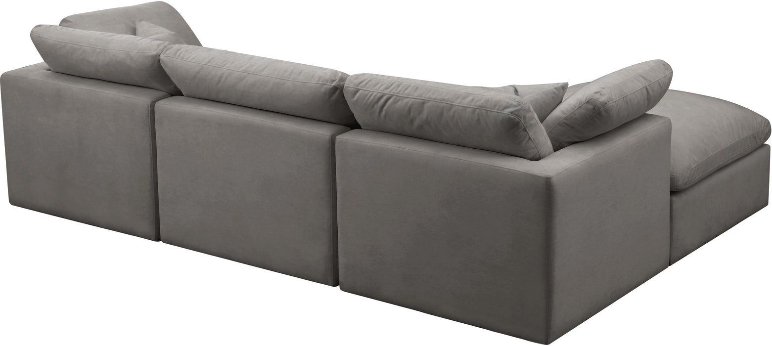 Plush Grey Velvet Standard Cloud Modular Sectional