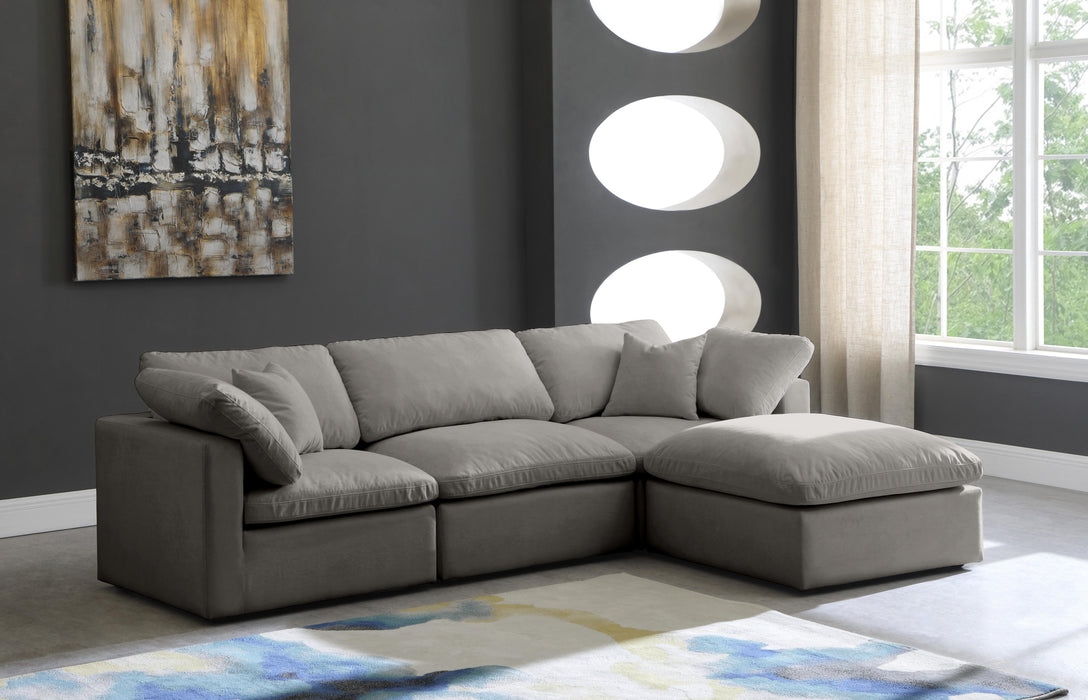 Plush Grey Velvet Standard Cloud Modular Sectional