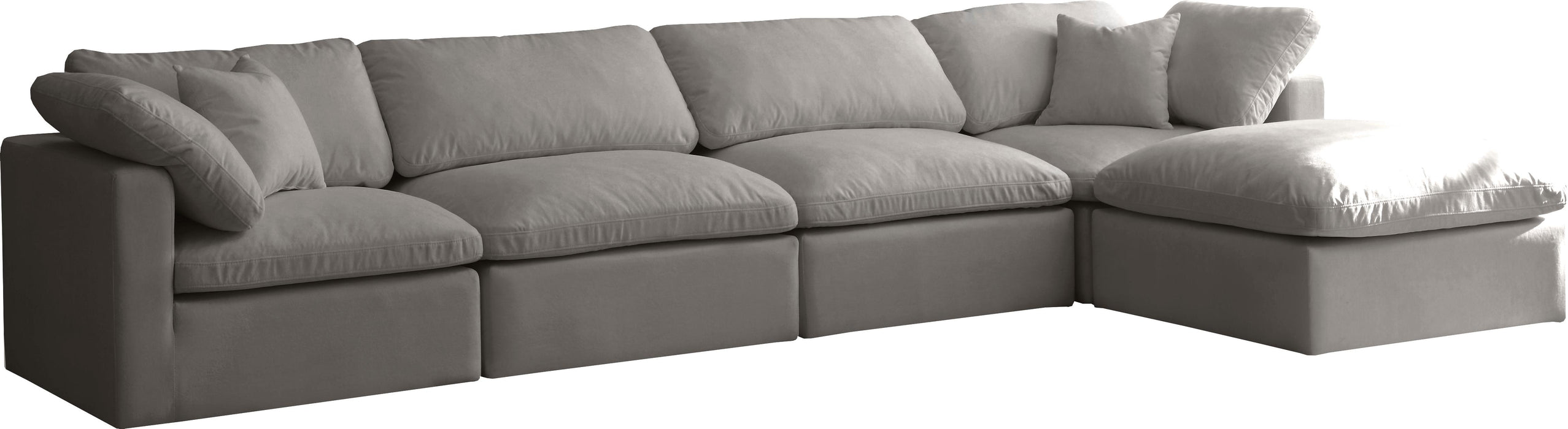 Plush Grey Velvet Standard Cloud Modular Sectional