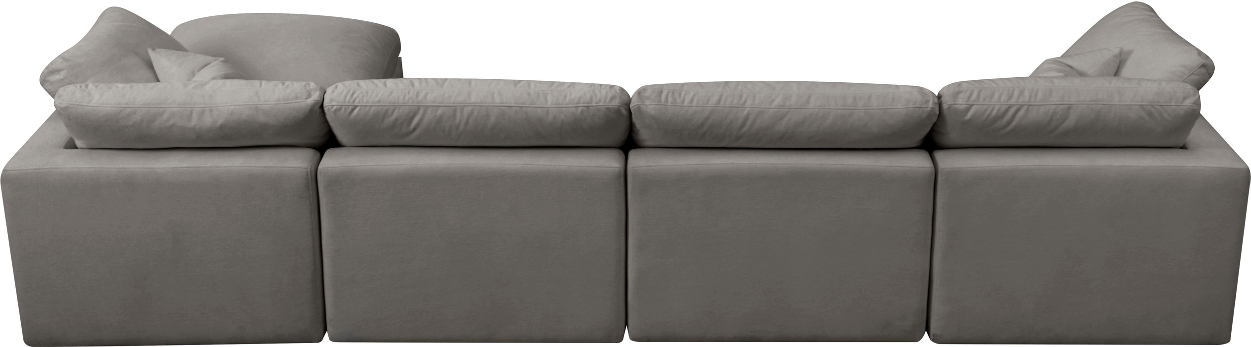 Plush Grey Velvet Standard Cloud Modular Sectional