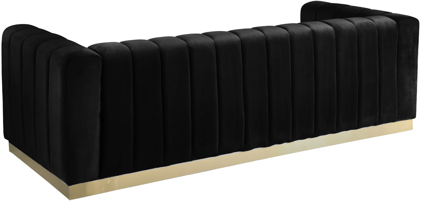 Marlon Black Velvet Sofa