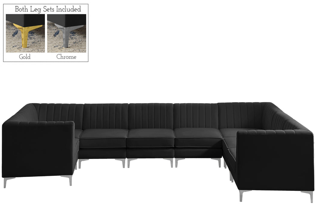 Alina Black Velvet Modular Sectional