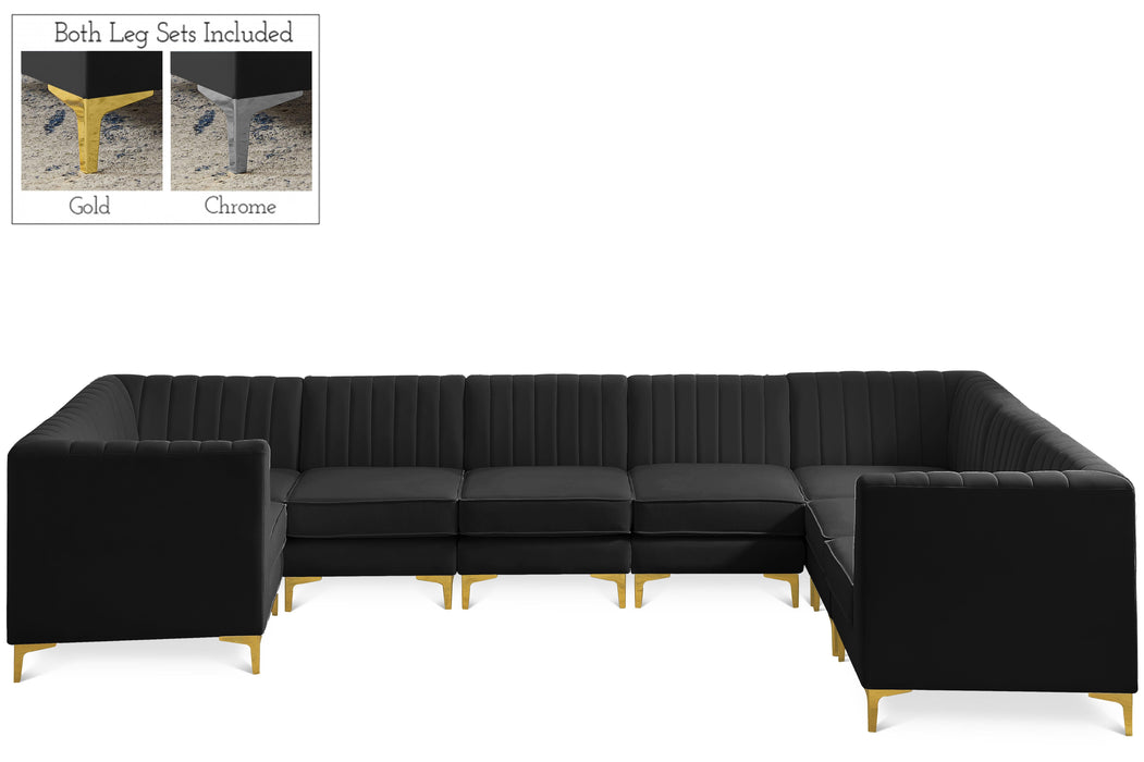 Alina Black Velvet Modular Sectional