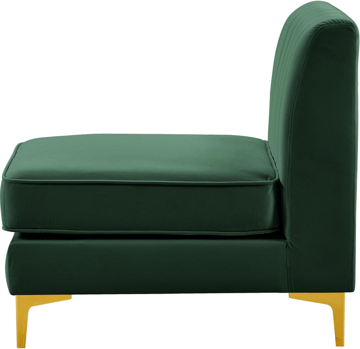 Alina Green Velvet Armless Chair