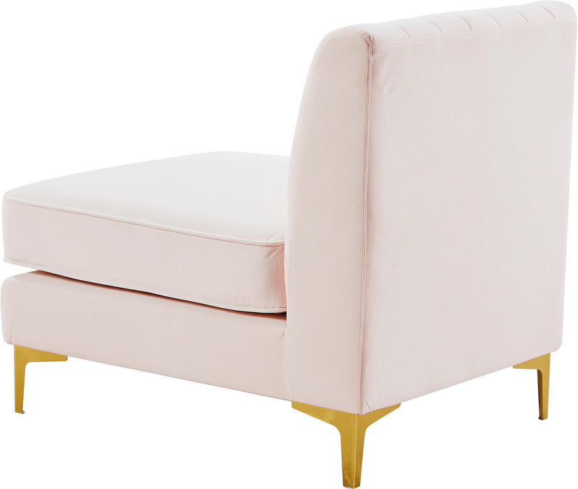 Alina Pink Velvet Armless Chair