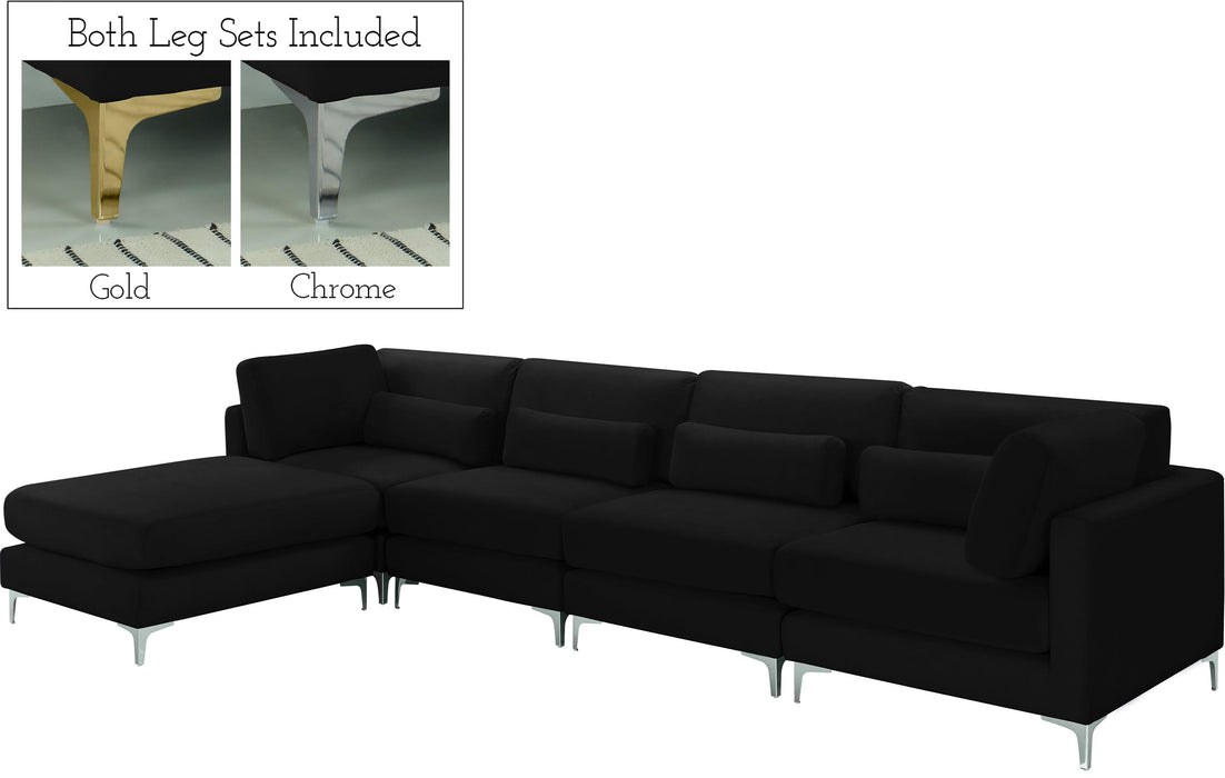 Julia Black Velvet Modular Sectional (5 Boxes)