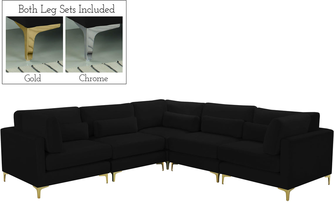 Julia Black Velvet Modular Sectional (5 Boxes)