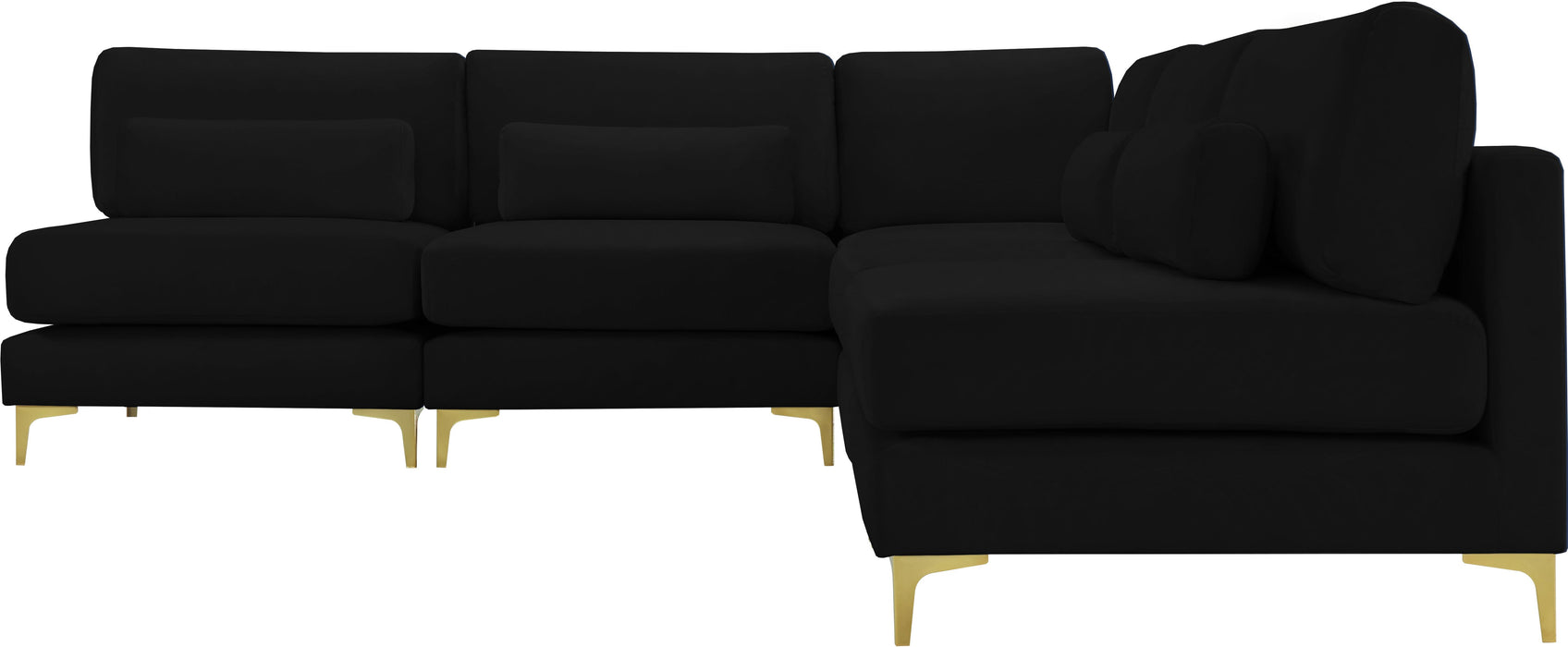 Julia Black Velvet Modular Sectional (5 Boxes)