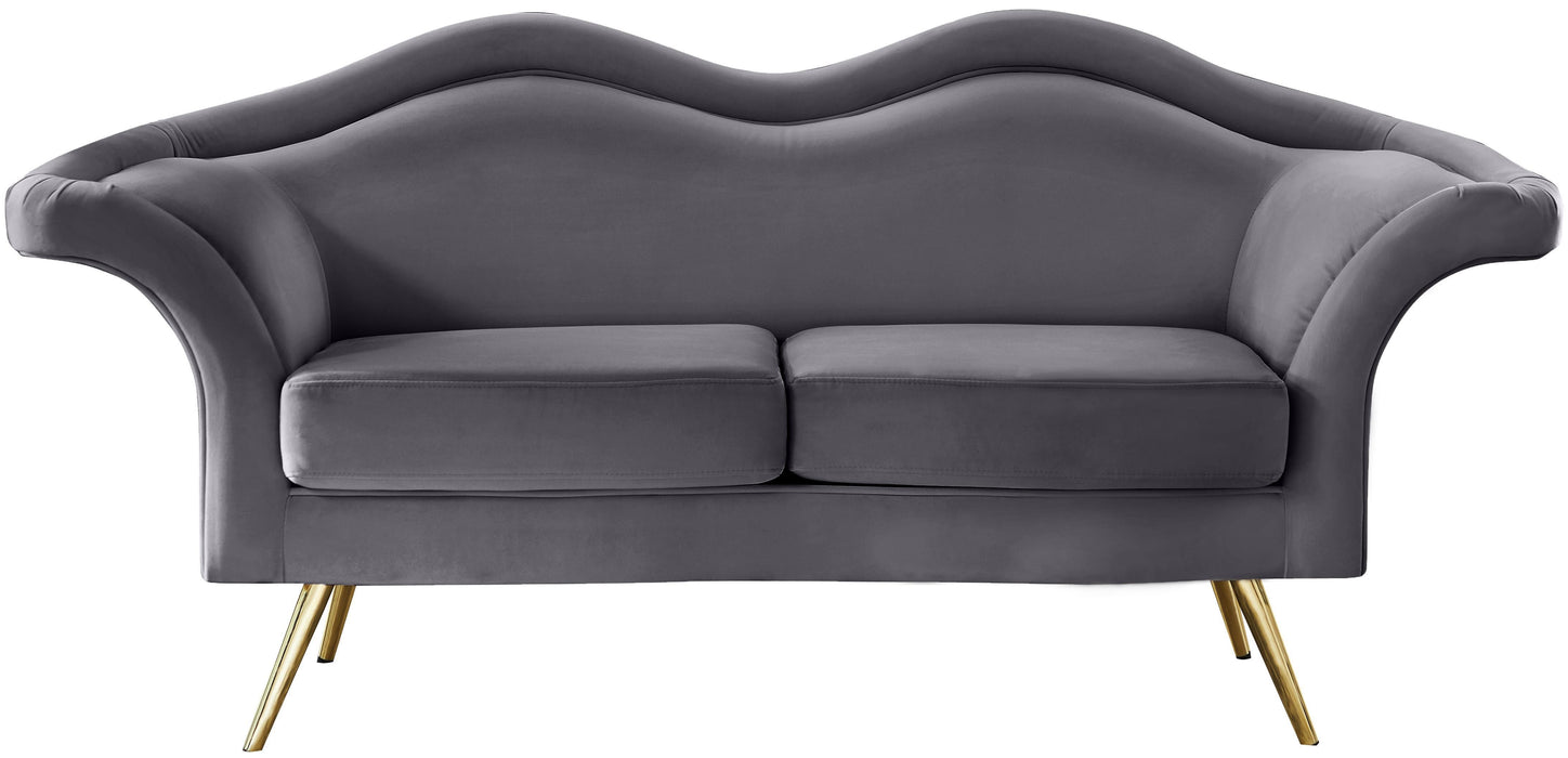 Lips Grey Velvet Loveseat