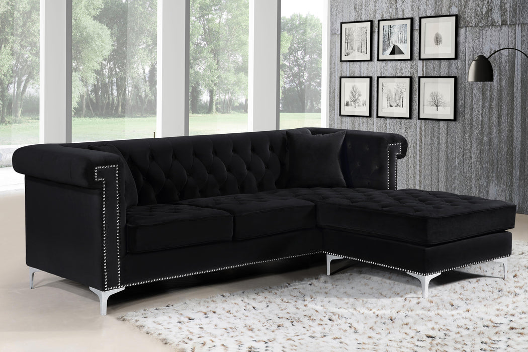 Damian Black Velvet 2pc. Reversible Sectional