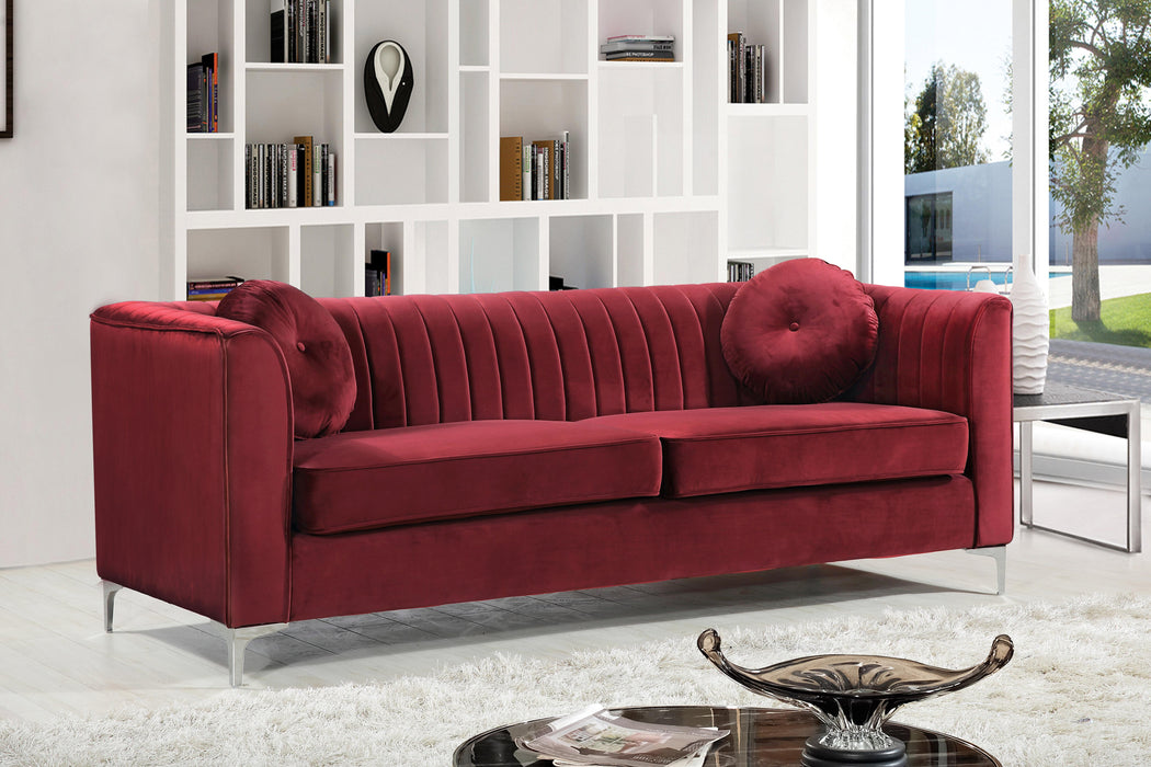 Isabelle Burgundy Velvet Sofa