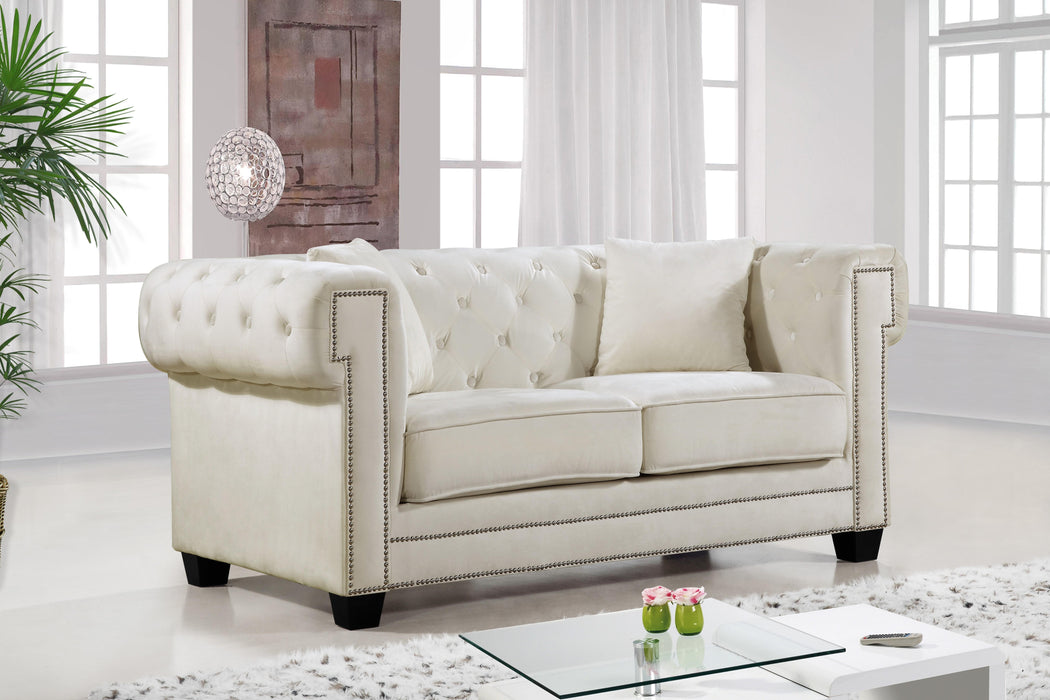 Bowery Cream Velvet Loveseat