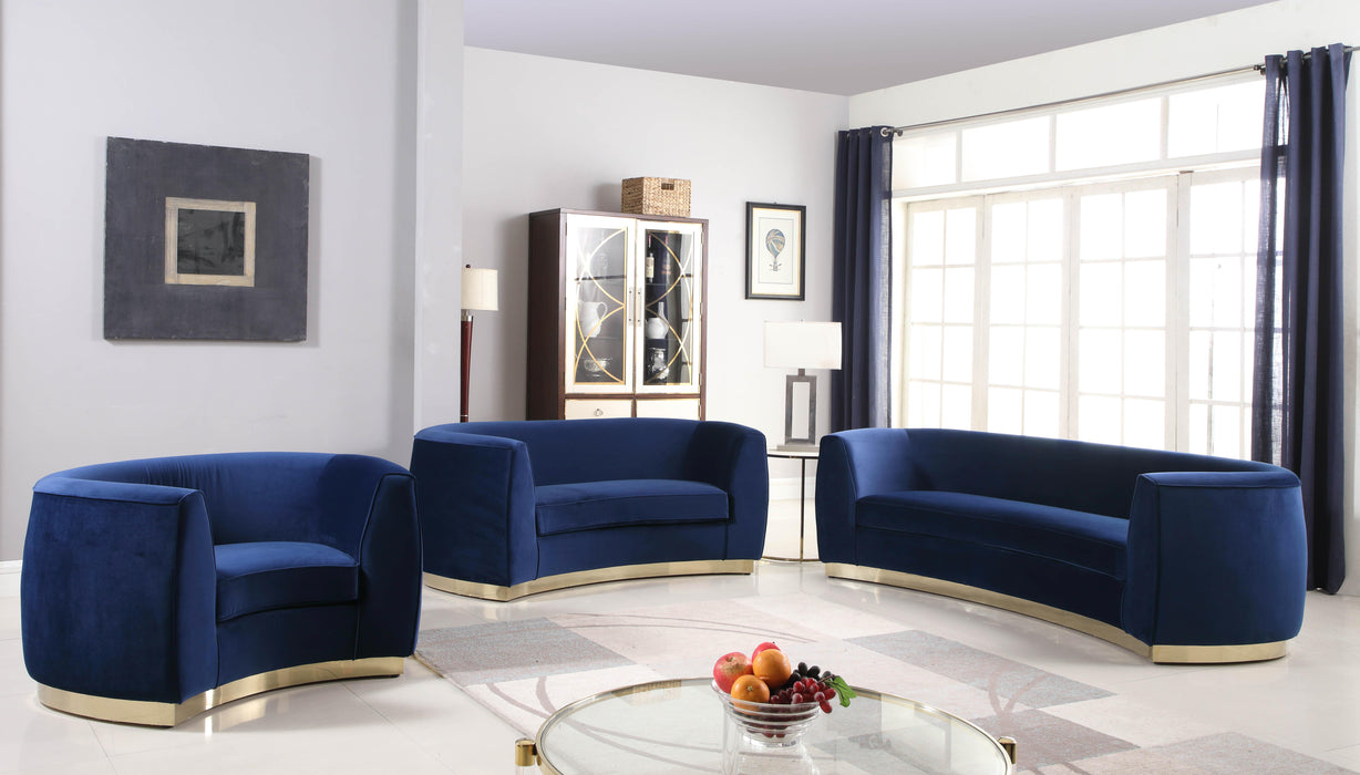 Julian Navy Velvet Loveseat