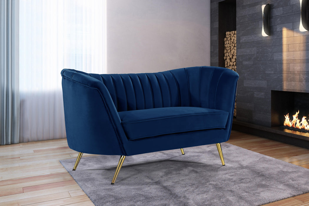 Margo Navy Velvet Loveseat