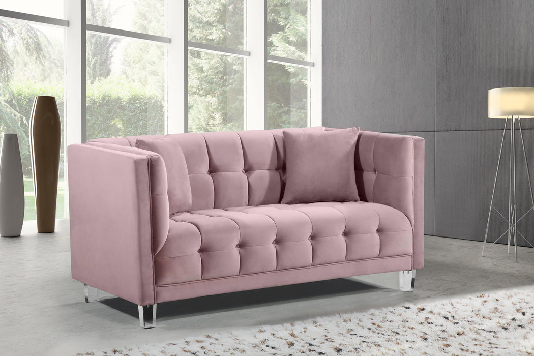 Mariel Pink Velvet Loveseat