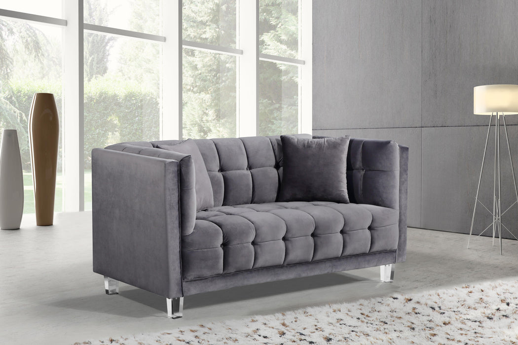 Mariel Grey Velvet Loveseat