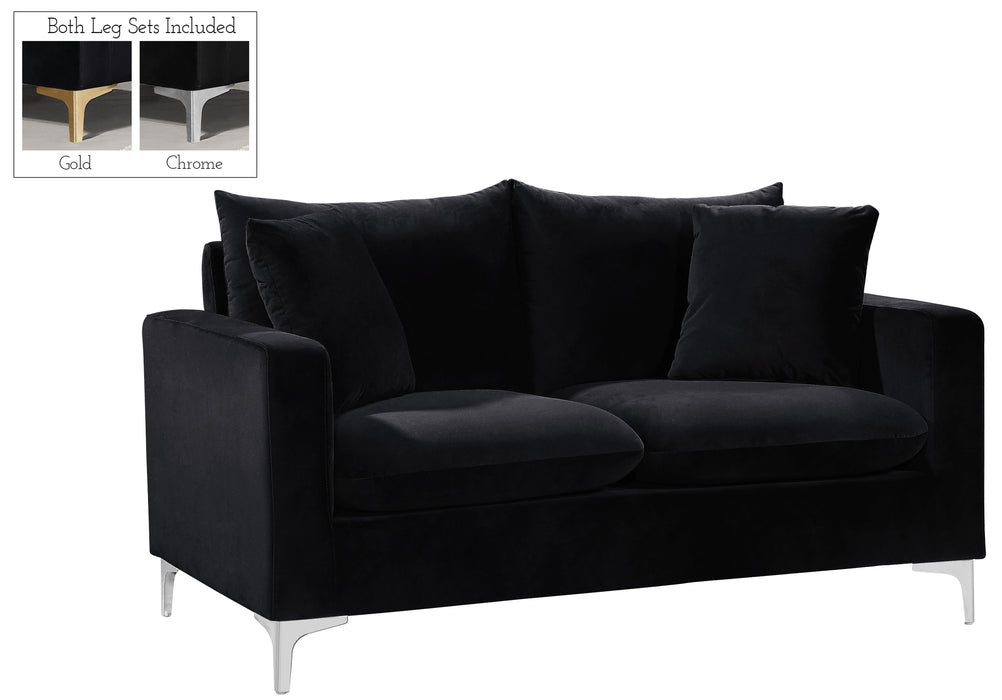 Naomi Black Velvet Loveseat