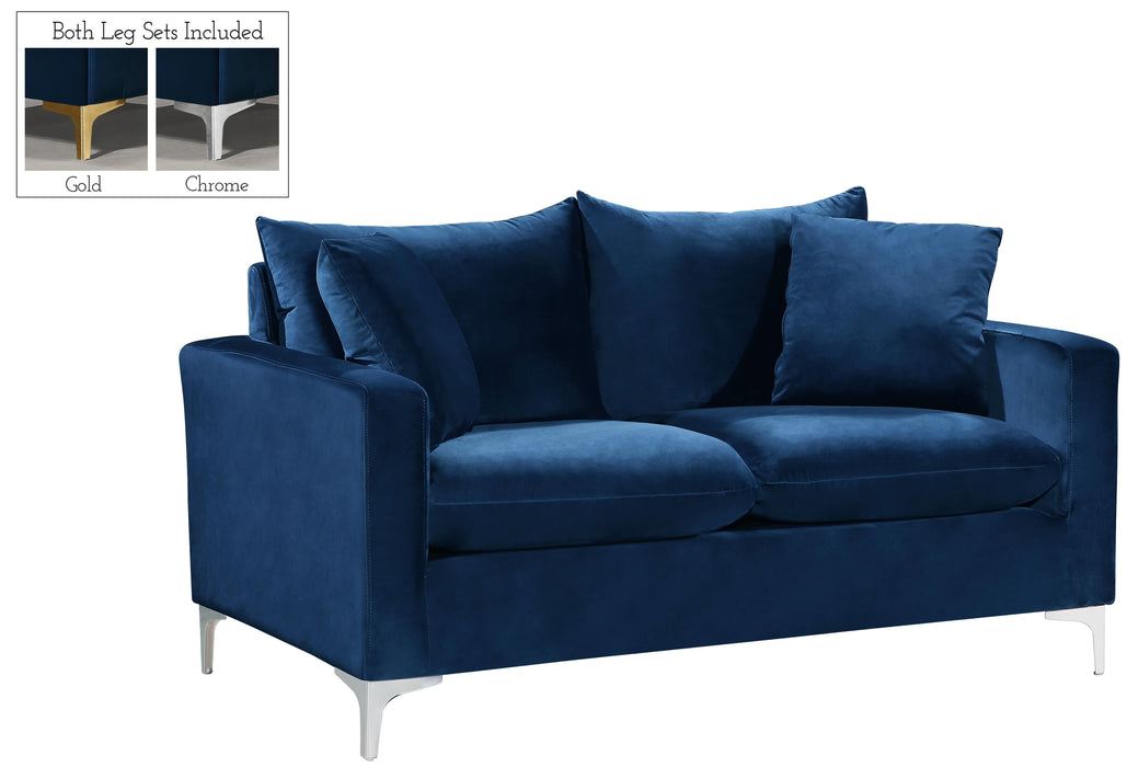 Naomi Navy Velvet Loveseat