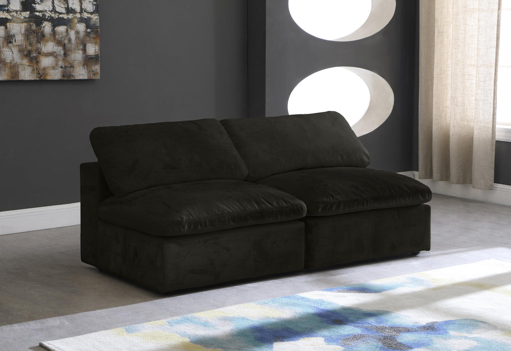 Cozy Black Velvet Cloud Modular Armless Sofa