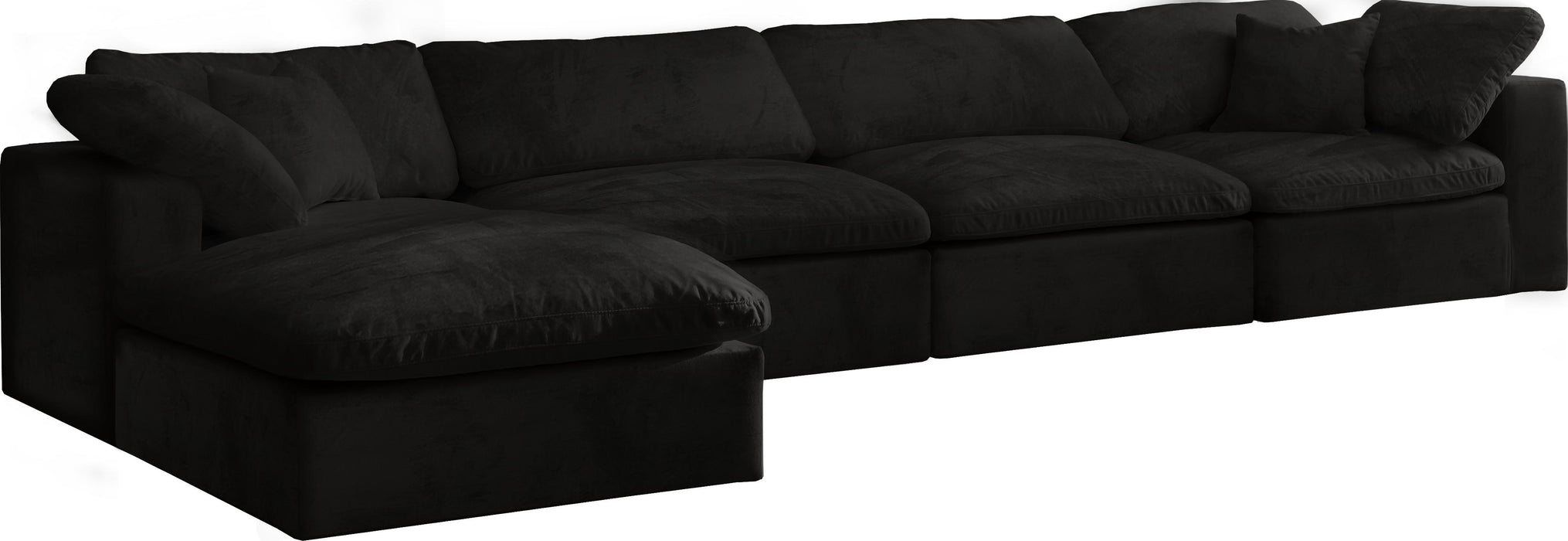 Cozy Black Velvet Cloud Modular Sectional