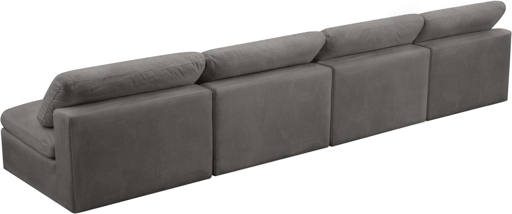 Cozy Grey Velvet Cloud Modular Armless Sofa