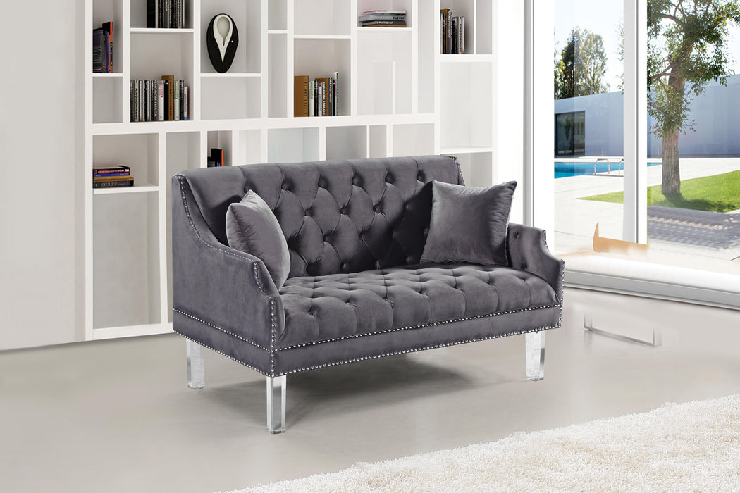 Roxy Grey Velvet Loveseat