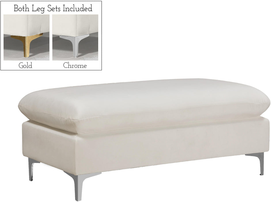 Naomi Cream Velvet Ottoman