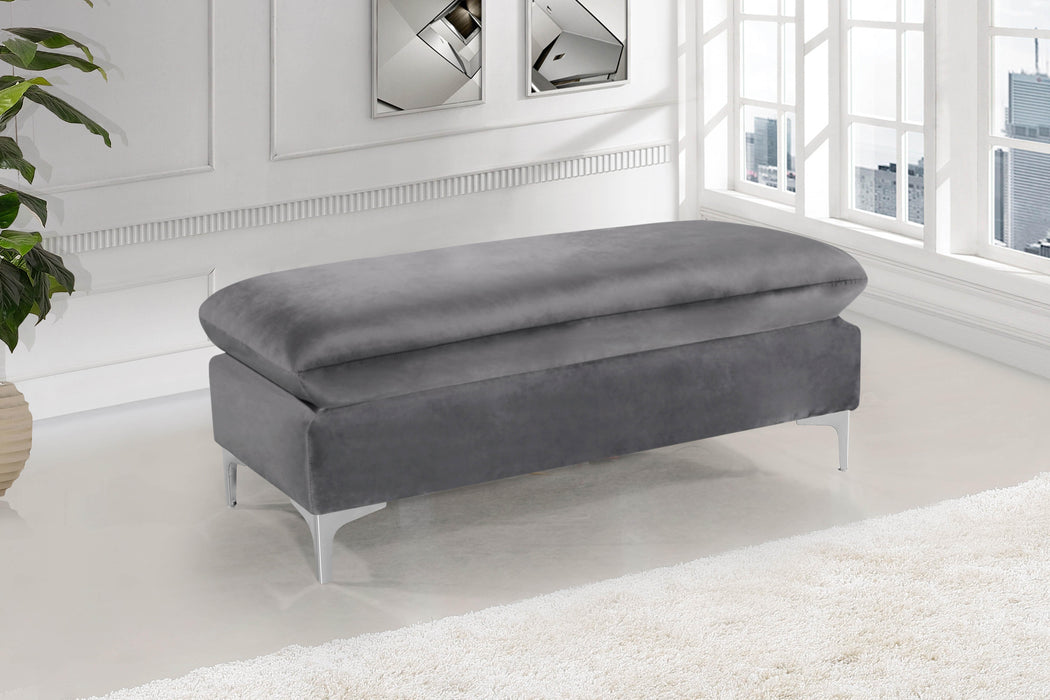 Naomi Grey Velvet Ottoman