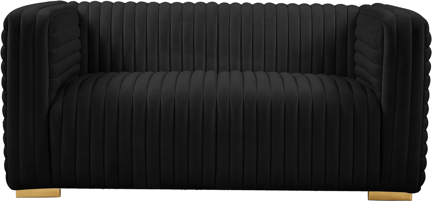 Ravish Black Velvet Loveseat