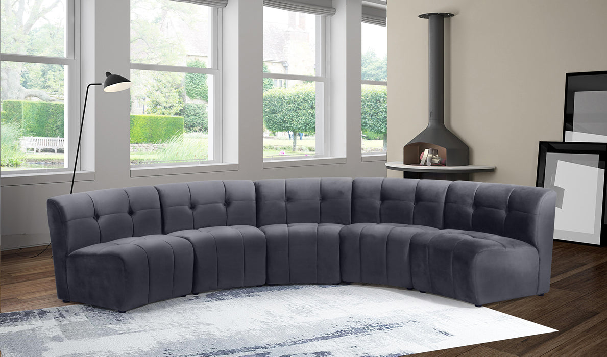 Limitless Grey Velvet 5pc. Modular Sectional