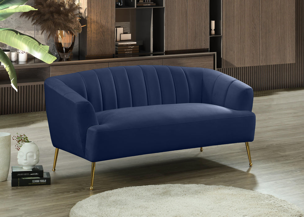 Tori Navy Velvet Loveseat