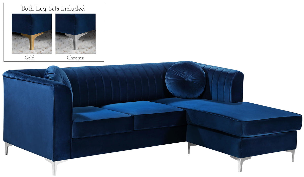 Eliana Navy Velvet 2pc. Reversible Sectional