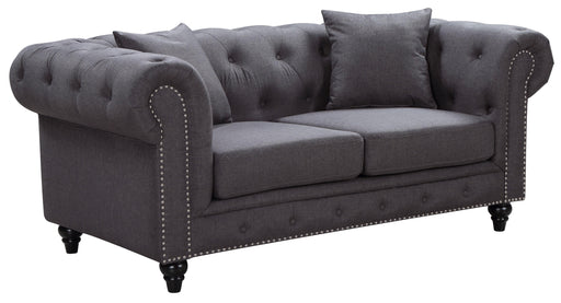 Chesterfield Grey Linen Loveseat image