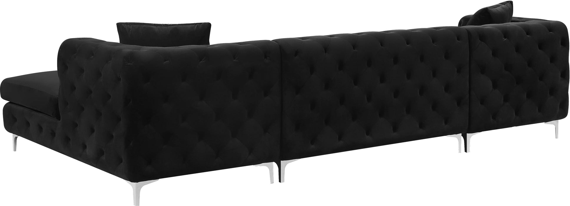 Gail Black Velvet 3pc. Sectional