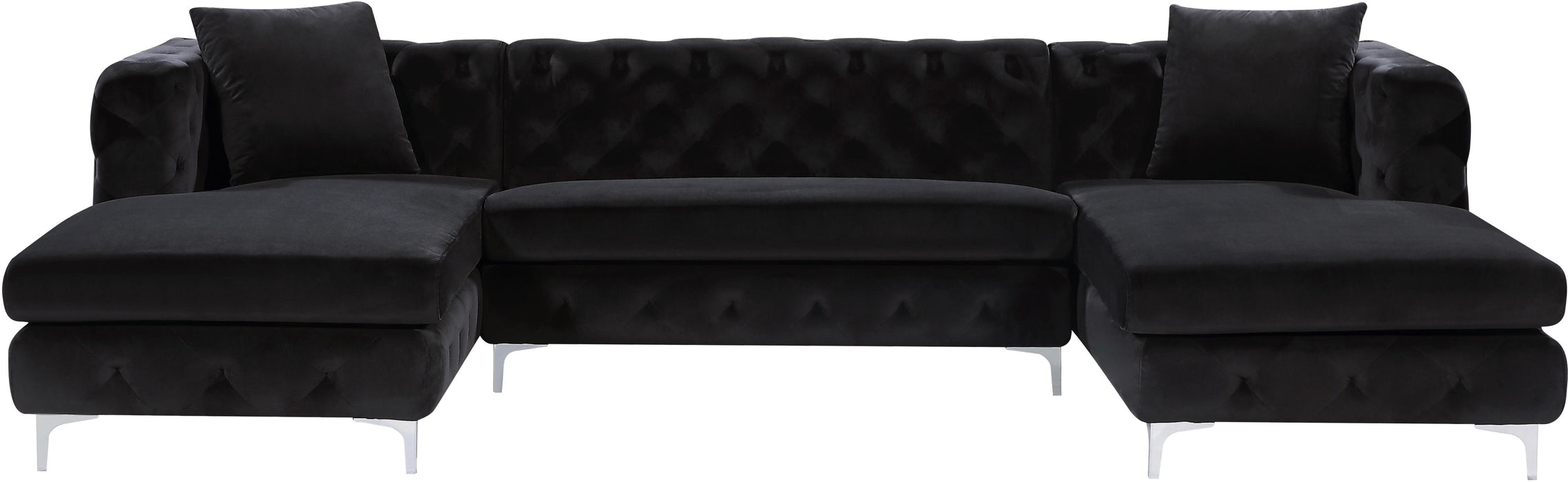 Gail Black Velvet 3pc. Sectional