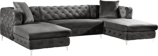 Gail Grey Velvet 3pc. Sectional image