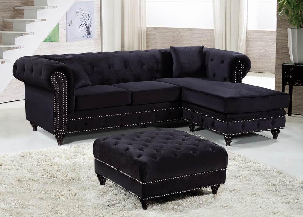 Sabrina Black Velvet 2pc. Reversible Sectional