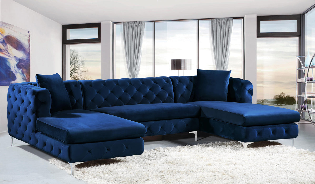 Gail Navy Velvet 3pc. Sectional