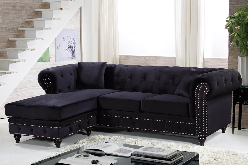 Sabrina Black Velvet 2pc. Reversible Sectional