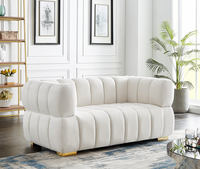 Gwen Cream Velvet Loveseat