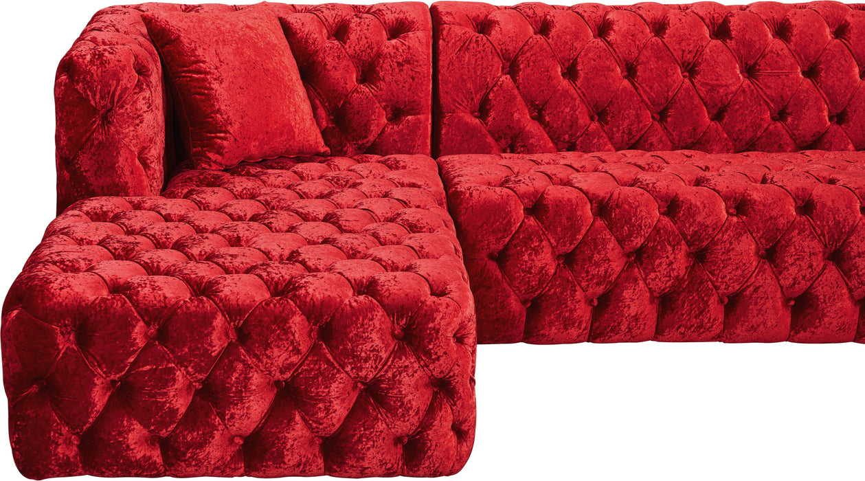 Coco Red Velvet 3pc. Sectional (3 Boxes)