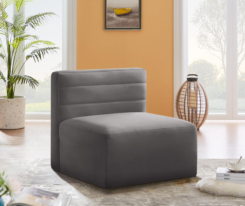 Quincy Grey Velvet Modular Armless Chair