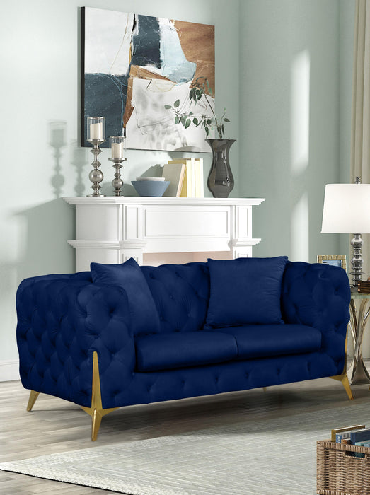 Kingdom Navy Velvet Loveseat