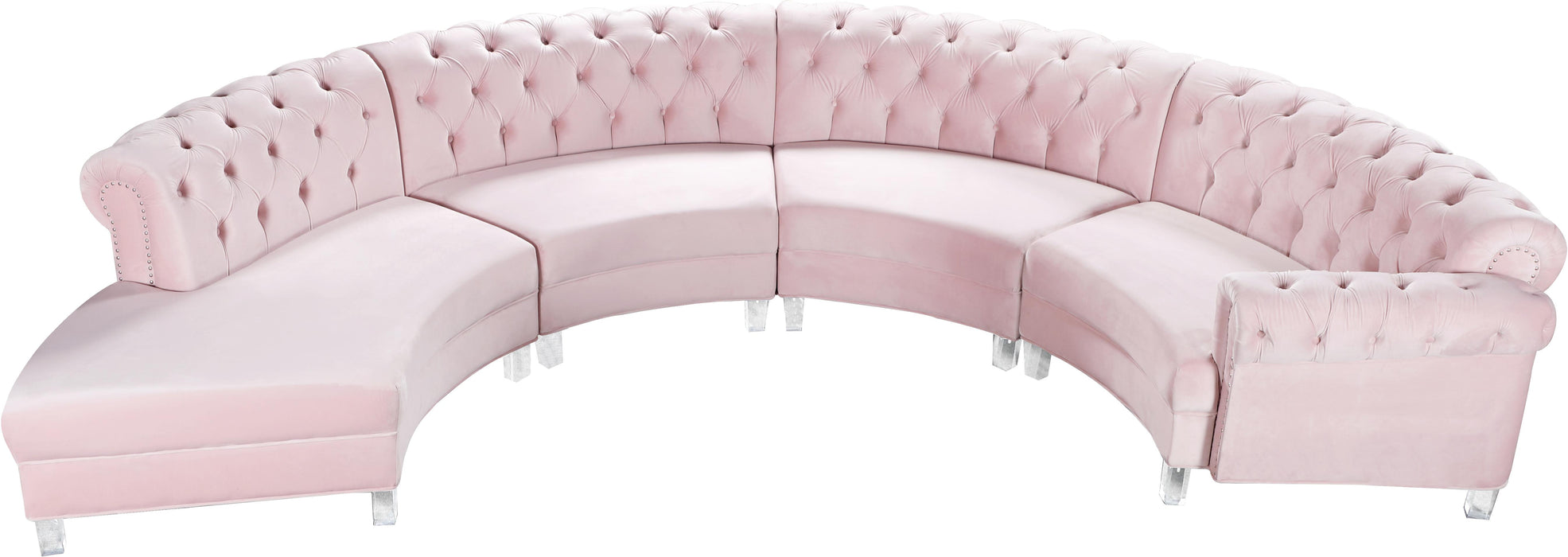 Anabella Pink Velvet 4pc. Sectional