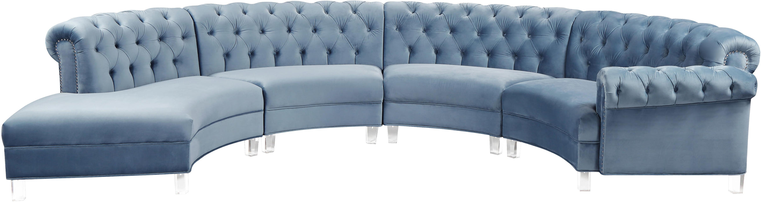 Anabella Sky Blue Velvet 4pc. Sectional image