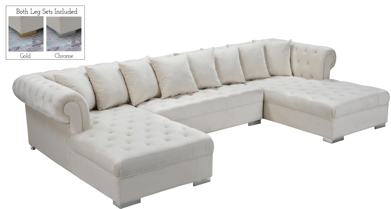 Presley Cream Velvet 3pc. Sectional