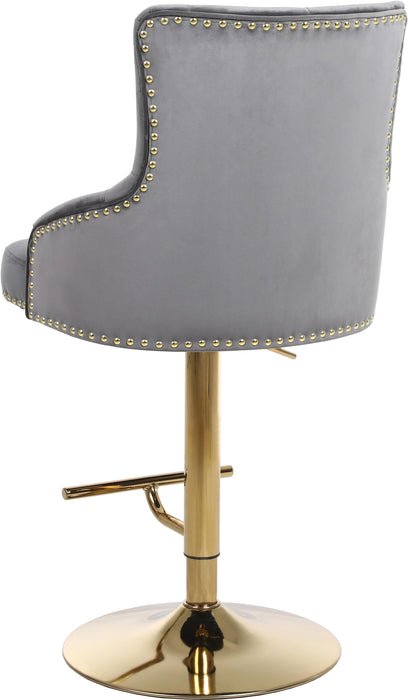 Claude Grey Velvet Adjustable Stool